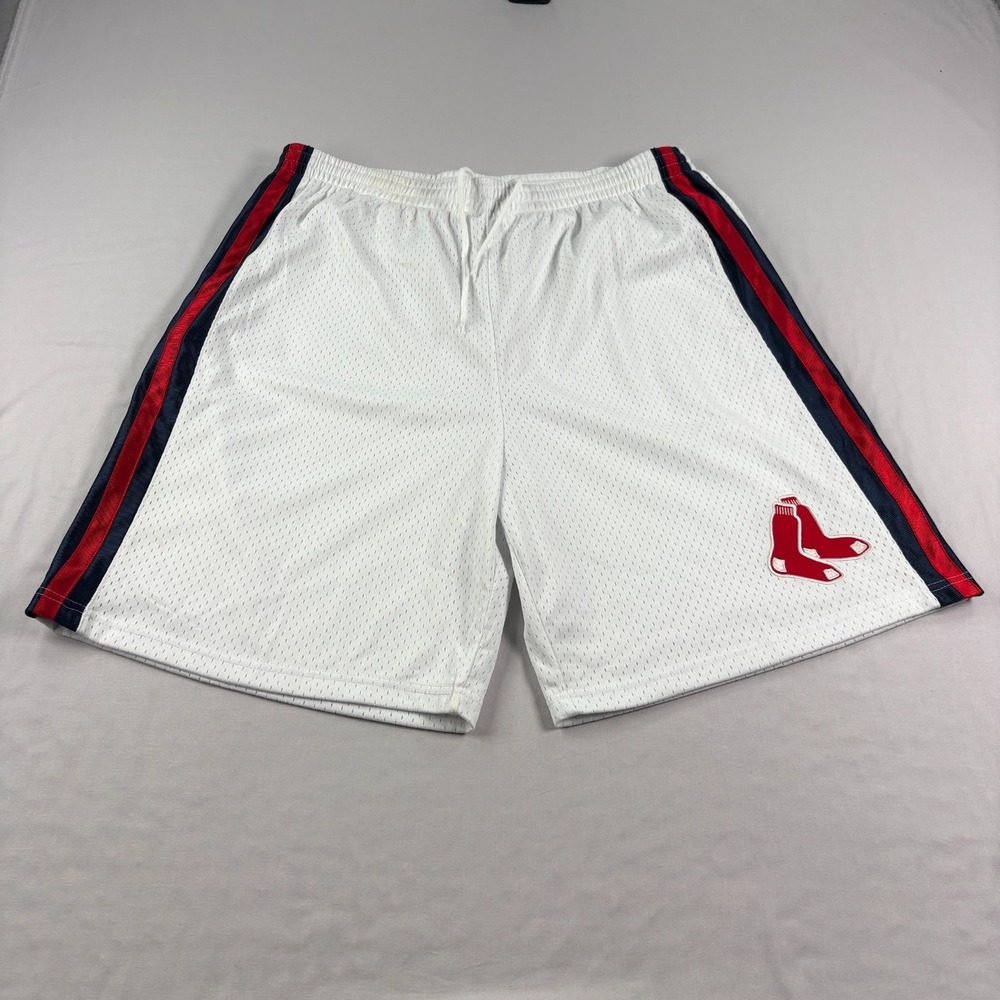 Vintage Boston Red Sox Shorts Mens XL White Athletic Gym Stretch 90s MLB